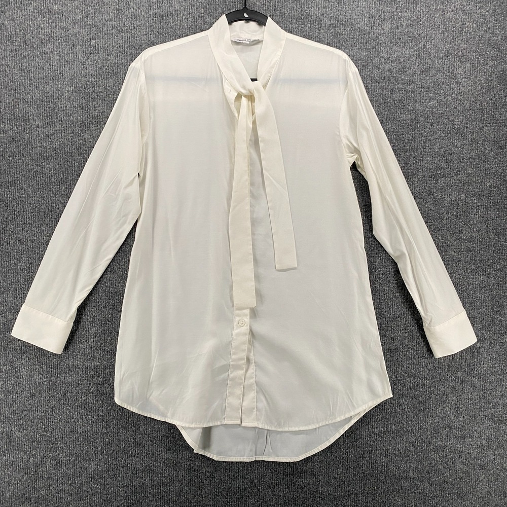 Elizabeth and James Blouse Top Womens XS Ivory Button Up Classic Office Career
